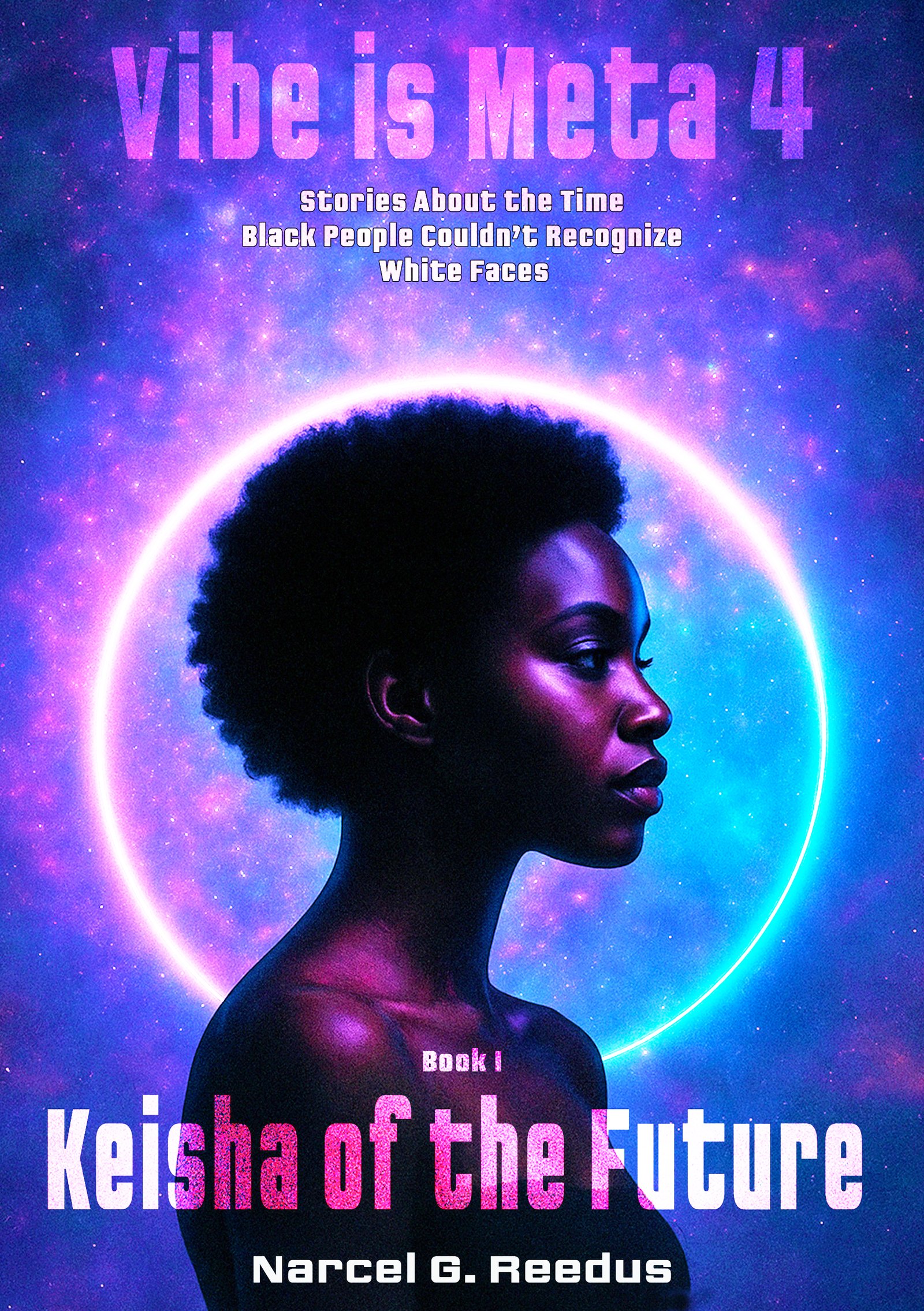 Profile of a Black woman with a glowing ring behind her.